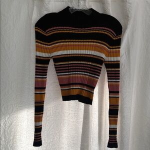 Lottie Moss Ribbed Striped Cropped Sweater